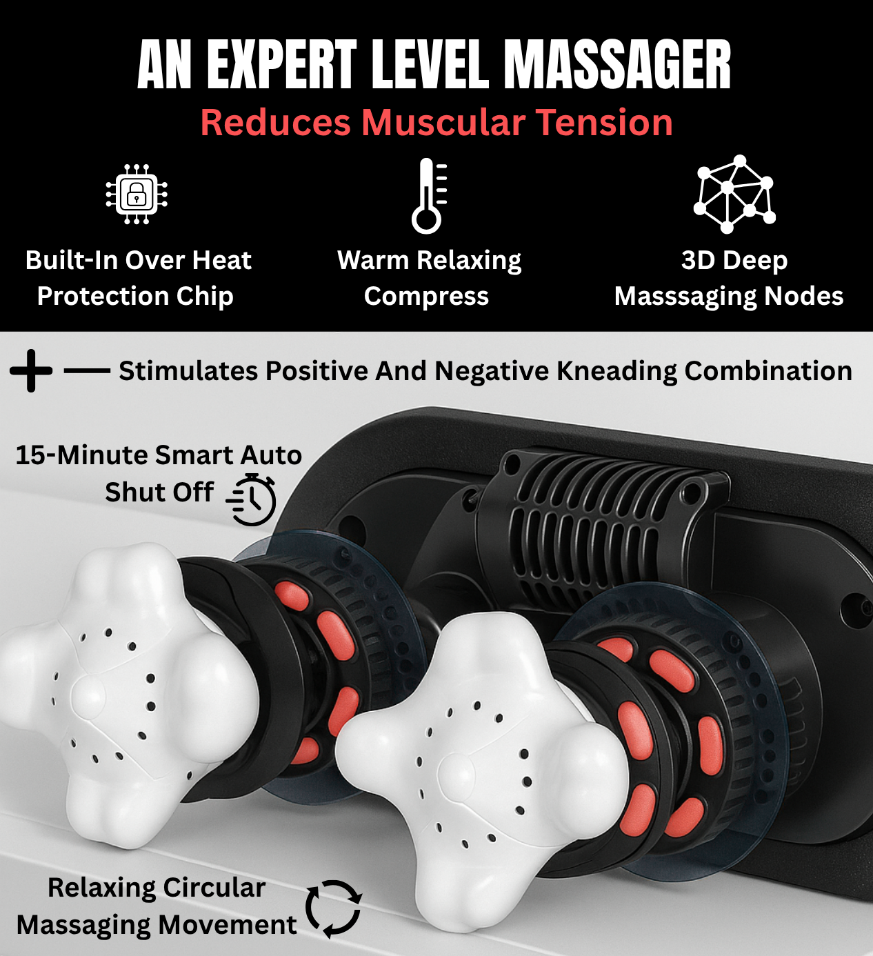 Shiatsu Neck and Shoulder Massager - Deep Tissue Heat Therapy